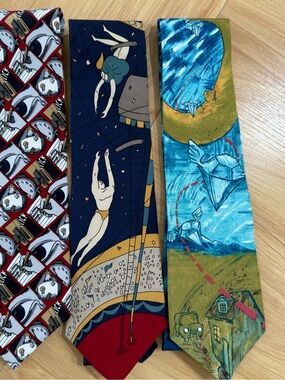 Beatles Illustration Navy Silk Tie 1991